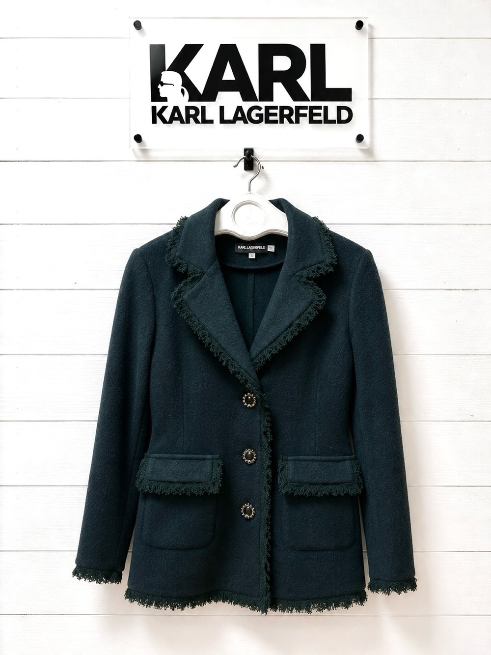 Karl Lagerfeld Paris Veste Laine Bouillie Teal Taille M